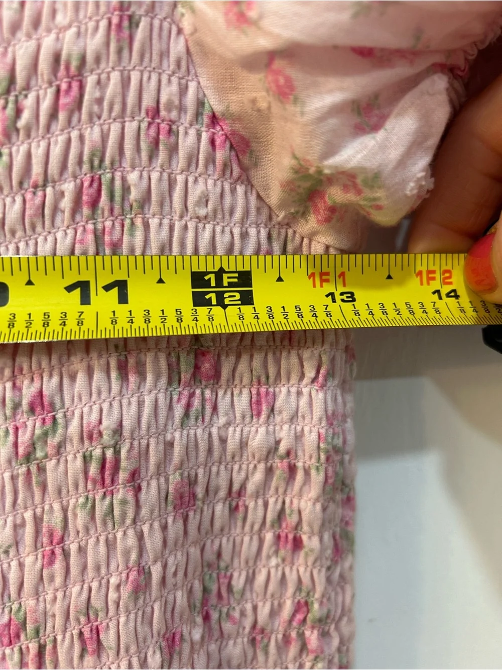 Altar’d State Pink Micro Roses Puff Sleeve Mini Dress Sz L Smocked Cottagecore - Picture 6 of 8